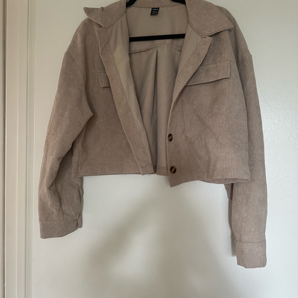 Cropped Corduroy Jacket | Neutral Taupe | Size M - Picture 2 of 5